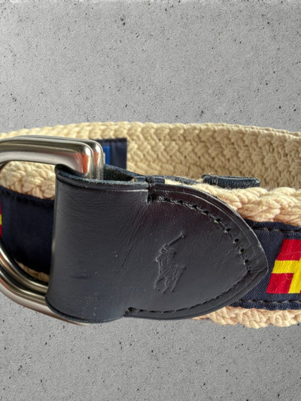 Polo Ralph Lauren Nautical Flags Rope Belt Blue White Preppy Size 32 - Picture 7 of 8